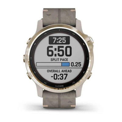 Garmin Fenix 6S Pro Solar Edition Light gold with shale grey suede band (010-02409-26)