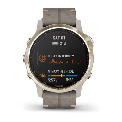 Garmin Fenix 6S Pro Solar Edition Light gold with shale grey suede band (010-02409-26)