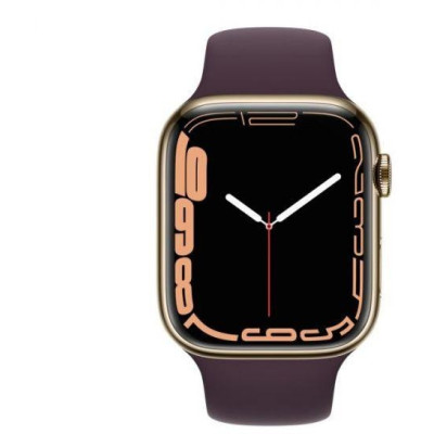 Apple Watch Series 7 GPS + Cellular 45mm Gold S. Steel Case w. Dark Cherry Sport Band (MKJF3)