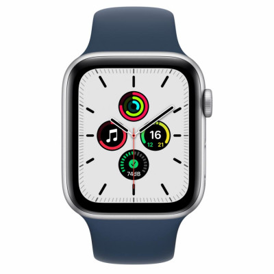 Apple Watch SE GPS 44mm Silver Aluminum Case w. Abyss Blue S. Band (MKQ43)