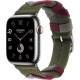 Apple Watch Hermes Series 9 GPS + Cellular, 45mm Silver Stainless Steel Case з Kaki Bridon Single Tour (MRQP3 + MTHR3)
