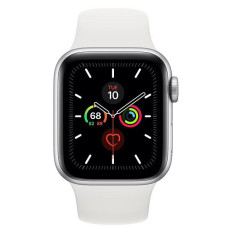 Apple Watch Series 5 GPS 40mm Silver Aluminum w. White b.- Silver Aluminum (MWV62)