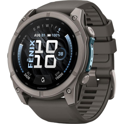 Garmin Fenix 9 51mm Titanium with Pebble Gray Silicone Band (010-04763-00/01)