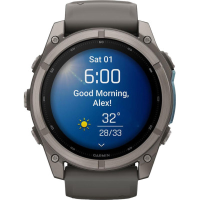 Garmin Fenix 9 51mm Titanium with Pebble Gray Silicone Band (010-04763-00/01)