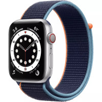 Apple Watch SE GPS + Cellular 44mm Silver Aluminum Case w. Deep Navy Sport L. (MYEN2)
