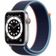 Apple Watch SE GPS + Cellular 44mm Silver Aluminum Case w. Deep Navy Sport L. (MYEN2)