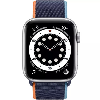 Apple Watch SE GPS + Cellular 44mm Silver Aluminum Case w. Deep Navy Sport L. (MYEN2)
