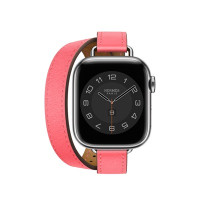 Apple Watch Hermes Series 8 41mm Silver Stainless Steel Case with Rose Azalee Attelage Double Tour (MNN13 + MR2H3)