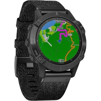 Garmin Fenix 6 Sapphire Black DLC with Heathered Black Nylon Band (010-02158-17)