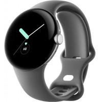 Google Pixel Watch Polished Silver Case/Charcoal Active Band