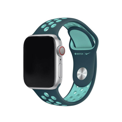 Apple Силиконовый ремешок для Watch 42/44 mm Nike Sport Band Midnight Turquoise/Aurora Green (MXR12)