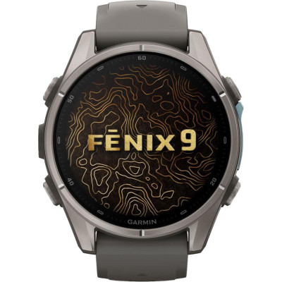 Garmin Fenix 9 43mm Titanium with Pebble Gray Silicone Band (010-04761-10/11)