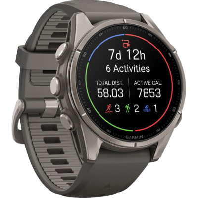 Garmin Fenix 9 43mm Titanium with Pebble Gray Silicone Band (010-04761-10/11)