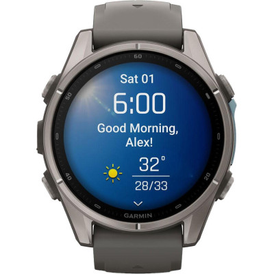 Garmin Fenix 9 43mm Titanium with Pebble Gray Silicone Band (010-04761-10/11)