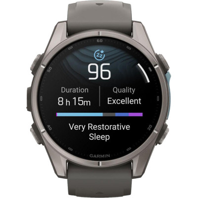 Garmin Fenix 9 43mm Titanium with Pebble Gray Silicone Band (010-04761-10/11)