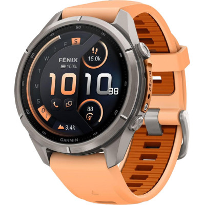 Garmin Fenix 9 Pro inReach 43mm Titanium with Shell Pink/Autumn Orange Silicone Band (010-04335-00/01)