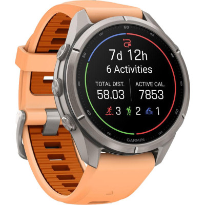 Garmin Fenix 9 Pro inReach 43mm Titanium with Shell Pink/Autumn Orange Silicone Band (010-04335-00/01)