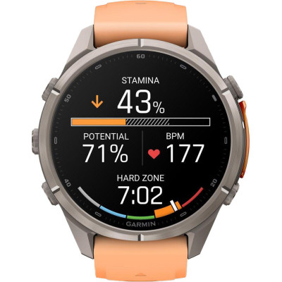 Garmin Fenix 9 Pro inReach 43mm Titanium with Shell Pink/Autumn Orange Silicone Band (010-04335-00/01)