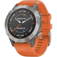 Garmin Fenix 6 Pro Sapphire Titanium with Ember Orange Band (010-02158-14)