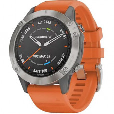 Garmin Fenix 6 Pro Sapphire Titanium with Ember Orange Band (010-02158-14)
