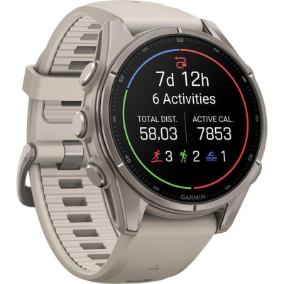 Garmin Fenix 9 43mm Titanium with Fog Gray Silicone Band (010-04761-00/01)