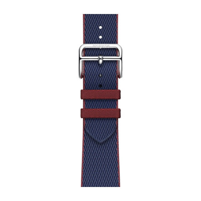 Apple Watch Hermes Series 9 GPS + Cellular, 41mm Silver Stainless Steel Case with Navy/Rouge H Twill Jump Single Tour (MRQ43 + MTHF3)