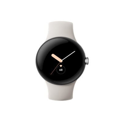 Google Pixel Watch LTE Polished Silver Case/Chalk Active Band