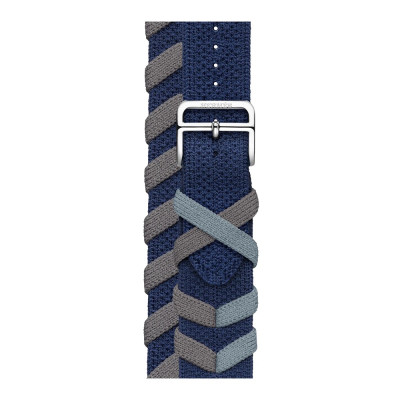 Apple Watch Hermes Series 9 GPS + Cellular, 41mm Silver Stainless Steel Case with Navy Bridon Double Tour (MRQ43 + MTHP3)