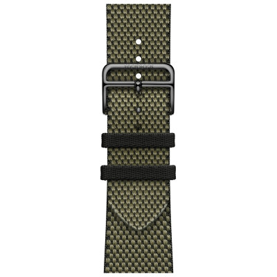 Apple Watch Hermes Series 9 GPS + Cellular, 45mm Space Black Stainless Steel Case with Vert/Noir Toile H Single Tour (MRQQ3 + MTJK3)