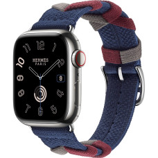 Apple Watch Hermes Series 9 GPS + Cellular, 41 mm Edelstahlgehause Silber, Bridon Single Tour Navy (MRQ43 + MTHM3)