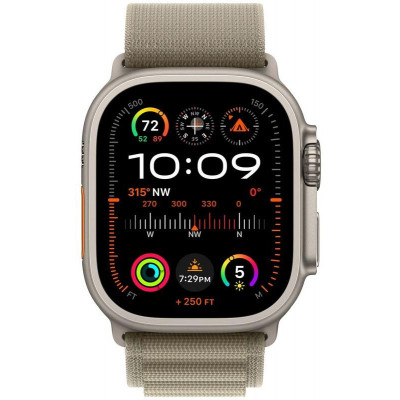 Apple Watch Ultra 2 GPS + Cellular 49mm Titanium Case with Olive Alpine Loop - Large (MRF03/MRFK3)