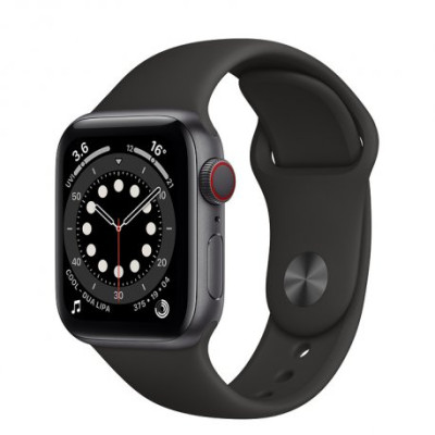 Apple Watch Series 6 40mm GPS+LTE Space Gray Aluminum Case with Black Sport Band (M02Q3)