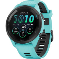 Garmin Forerunner 265 Black Bezel w. Aqua Case and Aqua/Black Silicone Band (010-02810-02/12)
