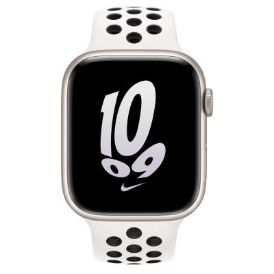 Apple Watch Nike Series 8 GPS 45mm Starlight Aluminum Case w. Summit White/Black Nike S. Band (MPH13)
