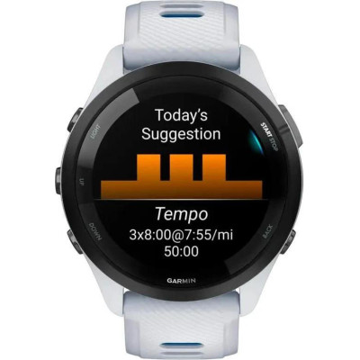 Garmin Forerunner 265 Black Bezel w. Whitestone Case and Whitestone/Tidal Blue S. Band (010-02810-01/11/51)