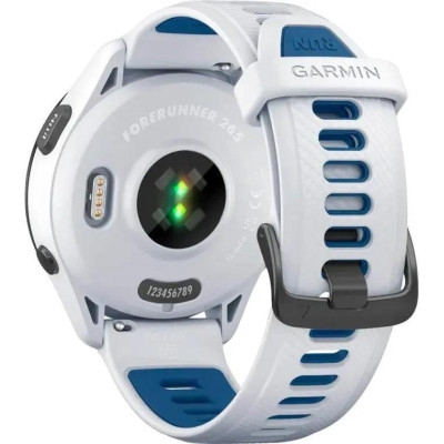 Garmin Forerunner 265 Black Bezel w. Whitestone Case and Whitestone/Tidal Blue S. Band (010-02810-01/11/51)