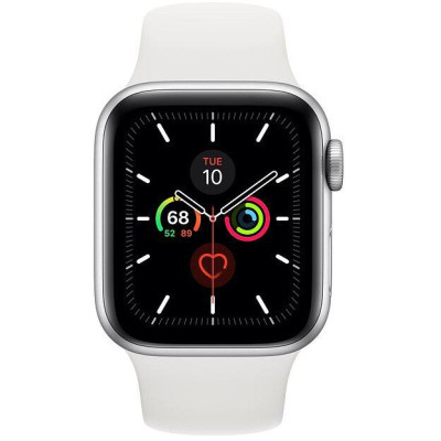Apple Watch Series 5 GPS + LTE 40mm Silver Case w. White Sport Band (MWWN2)