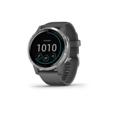 Garmin vivoactive 4 Silver Stainless Steel Bezel w. Shadow Gray and Silicone B. (010-02174-01)