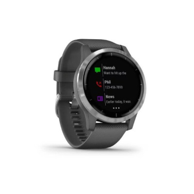 Garmin vivoactive 4 Silver Stainless Steel Bezel w. Shadow Gray and Silicone B. (010-02174-01)