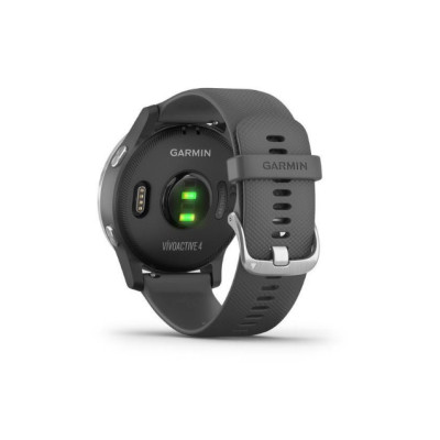 Garmin vivoactive 4 Silver Stainless Steel Bezel w. Shadow Gray and Silicone B. (010-02174-01)
