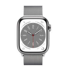 Apple Watch Series 8 GPS + Cellular 41mm Silver S. Steel Case w. Milanese Loop Silver (MNJ73/MNJ83)