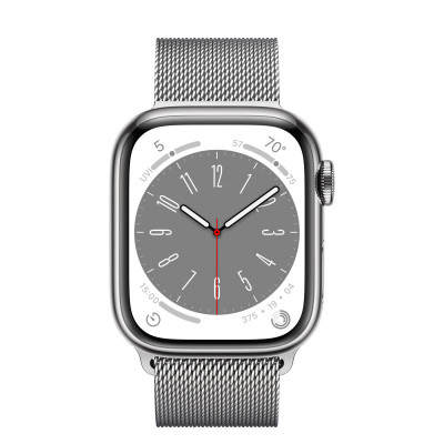 Apple Watch Series 8 GPS + Cellular 41mm Silver S. Steel Case w. Milanese Loop Silver (MNJ73/MNJ83)