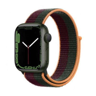 Apple Watch Series 7 GPS 41mm Green Aluminum Case With Dark Cherry/Forest Green Sport Loop (MKNF3)