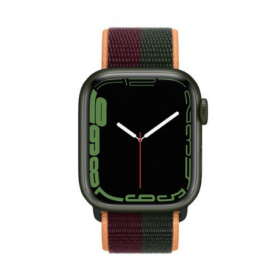Apple Watch Series 7 GPS 41mm Green Aluminum Case With Dark Cherry/Forest Green Sport Loop (MKNF3)