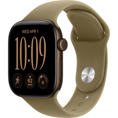 Apple Watch Series 12 GPS Cellular 42mm Dark Bronze Aluminum Case with Olive Sport Band S/M (MJG44)