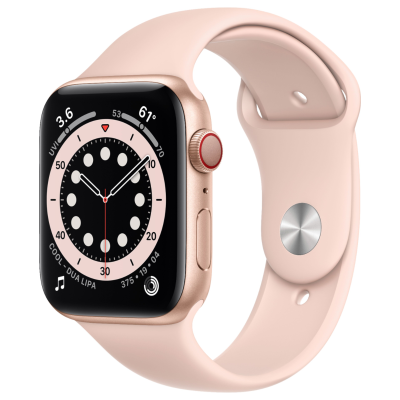 Apple Watch SE GPS + Cellular 44mm Gold Aluminum Case with Pink Sand Sport B. (MYEP2)