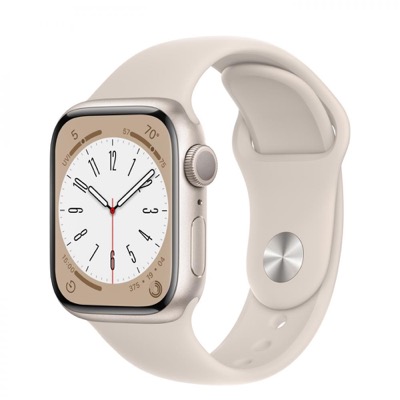 Apple Watch Series 8 GPS 45mm Starlight Aluminium Case w. Starlight S. Band - S/M (MNUP3)