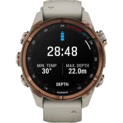 Garmin Descen Mk3i – 43 mm Bronze PVD Titanium with French Gray Silicone Band (010-02753-13/14)