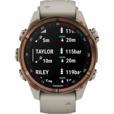 Garmin Descen Mk3i – 43 mm Bronze PVD Titanium with French Gray Silicone Band (010-02753-13/14)