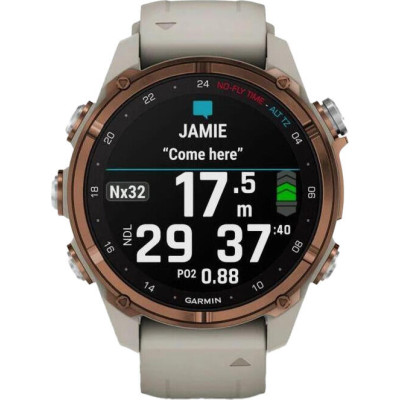 Garmin Descen Mk3i – 43 mm Bronze PVD Titanium with French Gray Silicone Band (010-02753-13/14)